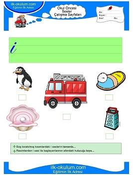 Çocuklar İçin i Sesi Çalışma Sayfaları 